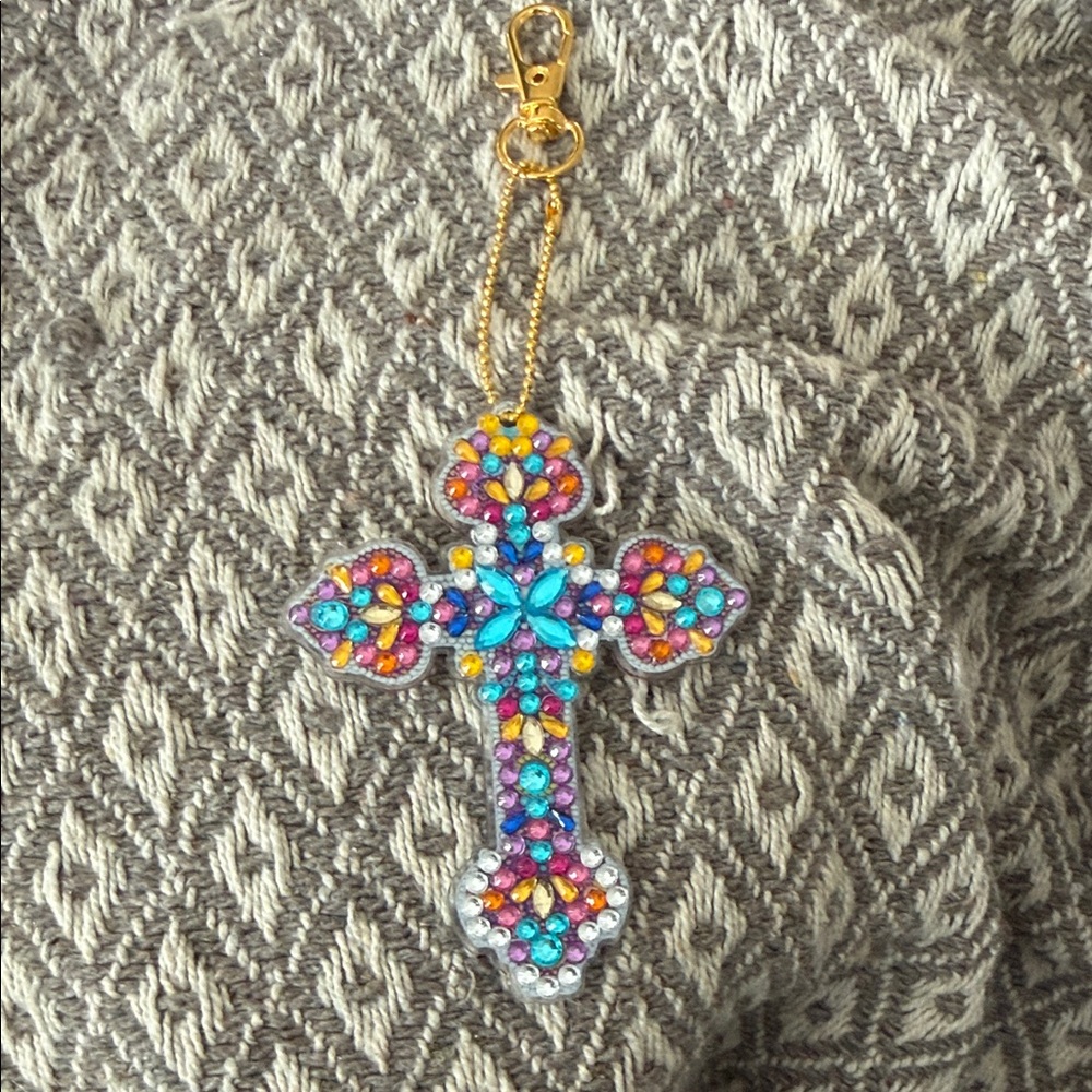 Colorful Beaded Cross Key Holder